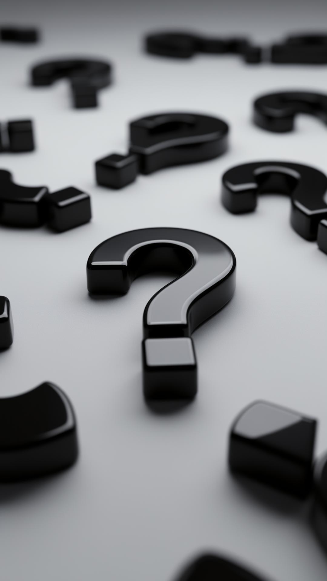 Black question marks symbolizing inquiry